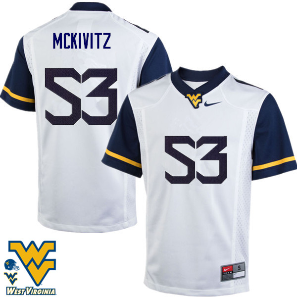 Men #53 Colton McKivitz West Virginia Mountaineers College Football Jerseys-White - Click Image to Close